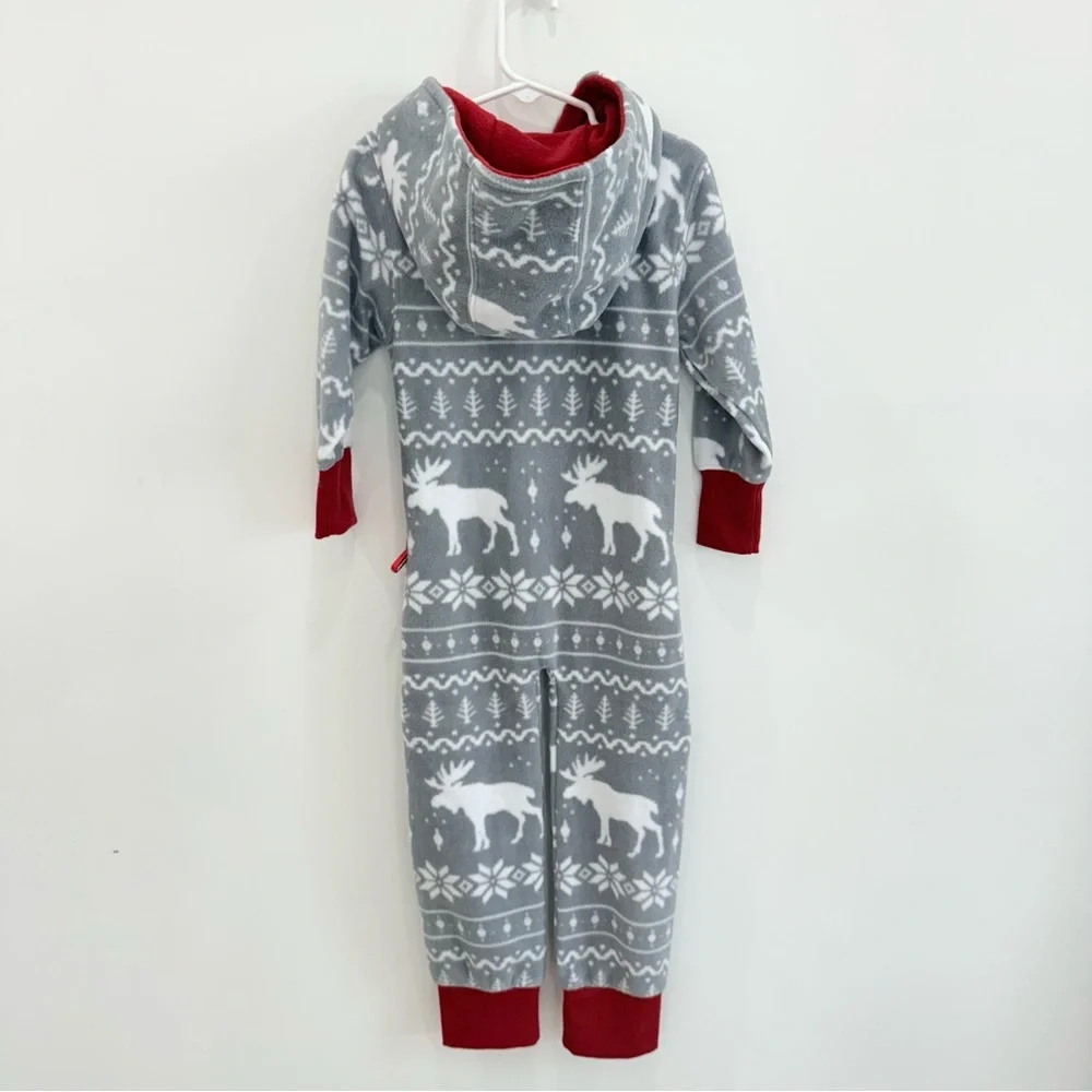 Tipsy elves, Christmas holiday, grey moose fleece jumpsuit/pajamas size XS EUC!